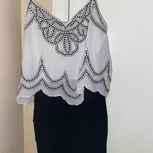 white & black dress